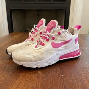 Nike Air Max 270 React White Fire Pink Women’s Size 8.5